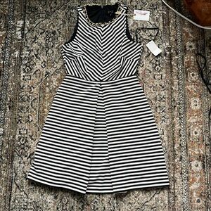 NWT Black & White Gold Chain Fit & Flare A-Line Dress